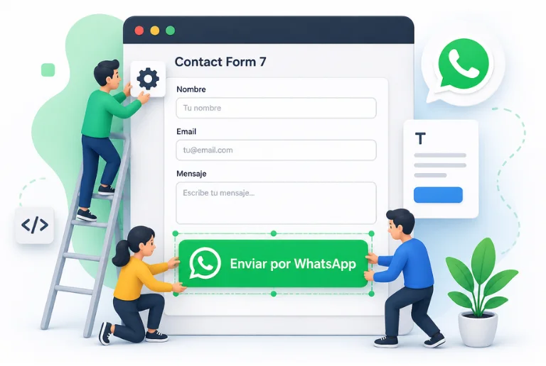 Lee más sobre el artículo Cómo conectar Contact Form 7 con WhatsApp en WordPress (Guía 2026)