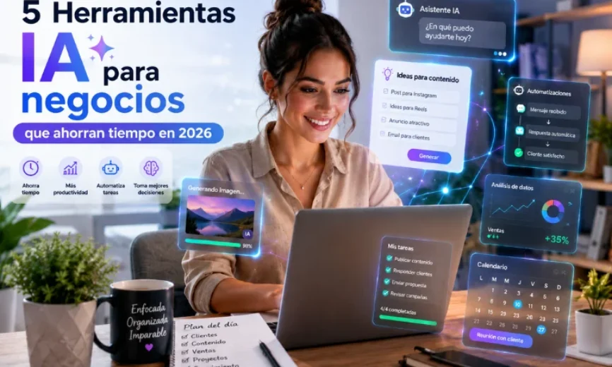 5 Herramientas IA para negocios que pueden ahorrarte horas de trabajo en 2026